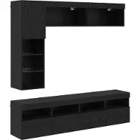vidaXL TV Kast 7 st Zwart Eiken Bewerkt hout