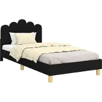 Syfax Bedframe voor kinderen met hoofdbord Zwart 90 x 190 cm Stof