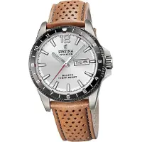 Festina herenhorloge, titanium, leren band, bruin, modelnummer D2UF20699/1