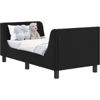 Syfax Peuterbedframe met hoofdbord Zwart 70 x 140 cm Fluweel