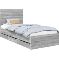 Syfax Bedframe met lade Grijs Sonoma 90 x 190 cm Ingenieurshout
