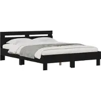 Syfax Bedframe Zwart Eiken 160 x 200 cm Bewerkt hout