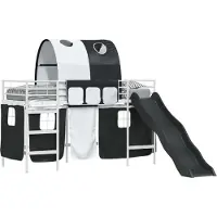 Syfax Bunkbed voor kinderen met gordijnen Wit en zwart 100 x 190 cm