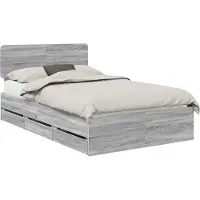 Syfax Bedframe met lade Grijze Sonoma 120 x 190 cm Geconstrueerd hout
