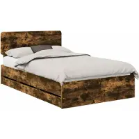 Syfax Bedframe met lade Gerookte Eik 120 x 190 cm Geconstrueerd hout