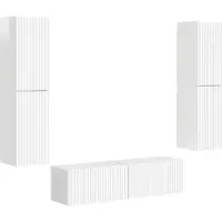 vidaXL Tv-meubelset 6 st Hoogglans wit Bewerkt hout