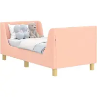 Syfax Peuterbedframe met hoofdbord Roze 70 x 140 cm Bouclé