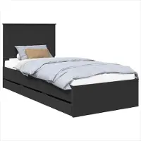 Syfax Bedframe met lade met opslag Zwart 75 x 190 cm Ingenieurshout