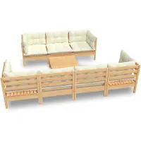 vidaXL 8-delige Loungeset met crèmekleurige kussens massief grenenhout