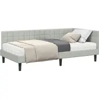 Syfax Hoekbedframe met Matras 2 st Lichtgrijs 100 x 200 cm Fluweel