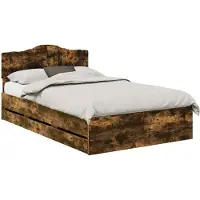 Syfax Bedframe met lade Gerookt eiken 135 x 190 cm Ingenieurshout