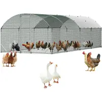 Vevor Kippenhok, 2,7x7,6x2 m, inloopren met waterdichte hoes en stevig frame, koepeldak, vrije uitloop, kippenhok voor konijnen, kippen en ganzen