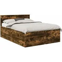 Syfax Bedframe met hoofdeinde Gerookt eiken 150 x 200 cm Bewerkt hout