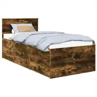 vidaXL Dagbed met lade Gerookt Eiken en Zwart 90 x 190 cm Bewerkt hout
