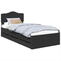Syfax Bedframe met lade met opslag Zwart 75 x 190 cm Ingenieurshout