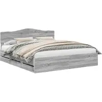 Syfax Bedframe met lade Grijs Sonoma 200 x 200 cm Ingenieurshout