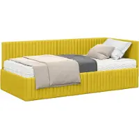 Syfax Hoekbedframe met Matras 2 st Geel 90 x 190 cm Fluweel