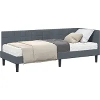 Syfax Hoekbedframe met Matras 2 st Donkergrijs 80 x 200 cm Fluweel