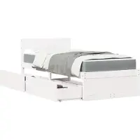 Prolenta Maison Exclusive - Bed met lades en matras, wit, 90 x 200 cm, massief grenenhout