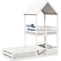 Prolenta Maison Exclusive - Hemelbed met dak, wit, 90x200 cm, massief grenenhout