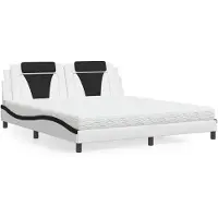 Prolenta Maison Exclusive - Bed "Viana" met matras, wit en zwart, 180x200 cm, kunstleer