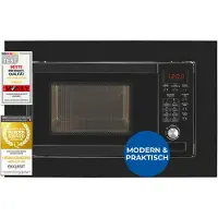 Exquisit inbouwmagnetron, 20 liter, magnetron + grill, 8 automatische kookprogramma's, digitale bediening, model EMW20.1 G, zwart