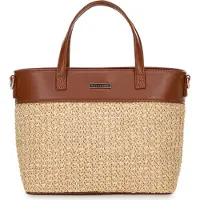 WITTCHEN Dameskoffer van vlechtwerk en eco-leer, beige en bruin