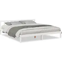 vidaXL Massief houten bed, extra lang, zonder matras, wit, 200x210 cm, van grenenhout