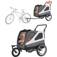 StarTech.com Hondenfietskar - 2-in-1 Fietskar voor Honden - Max. 45 kg - Opvouwbaar Frame - Universele Fietskoppeling - Veiligheidsvlag - 139x77x84,5 cm