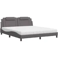 Prolenta Maison Exclusive - Bed "Viana" met matras, grijs, 180x200 cm, kunstleer