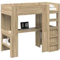 Syfax Loft Bedframe met Bureau Sonoma Eiken 100 x 200 cm Bewerkt hout