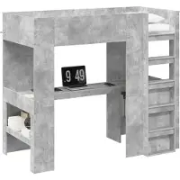 vidaXL Stapelbedframe met Bureau Beton Grijs 80 x 200 cm Bewerkt hout