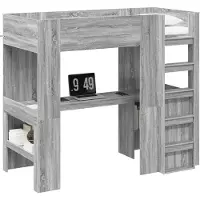 Syfax Loft Bedframe met Bureau Grijs Sonoma 100 x 200 cm Bewerkt hout
