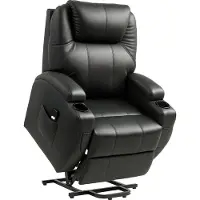 HOMCOM Opstahulp tv-stoel massagestoel met opstahulp zwart kunstleer 700-020V01