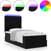 Syfax Ottoman bed met matrassen en LED's 90x200cm fluweel zwart