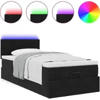 Syfax Ottoman bed met matras en LED's 90x200cm fluweel zwart
