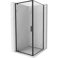 Mexen Exo draaibare douchecabine 90 x 90 cm, transparant, zwart - 8181-090-090-70-00