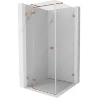 Mexen Lunar T douchecabine scharnierend links 110 x 110 , transparant, geborsteld koper - 834T-110-110-65-00-L