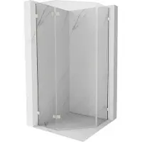 Mexen Lunar vijfhoekige douchecabine scharnierend links 80 x 80 cm, transparant, geborsteld nikkel - 831-080L-080P-97-00-L