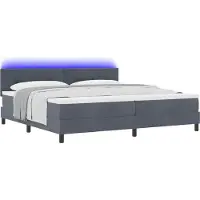 Syfax LED Box Spring Bed Donkergrijs 200 x 200 cm Fluweel