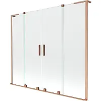 Mexen Velar L Duo badwand 2-delig schuifbaar 170 x 150 , transparant, geborsteld koper - 896-170-003-02-65
