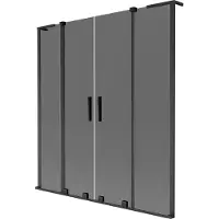 Mexen Velar L Duo badwand scherm 2-delige schuifbare 150 x 150 , grafiet, zwart - 896-150-003-42-70