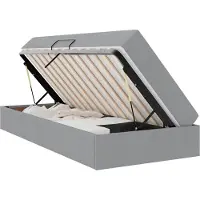 vidaXL Opbergbed met matras Lichtgrijs 90 x 190 cm Polyester