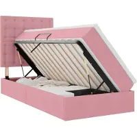 vidaXL LED opbergbed met matras Roze 100 x 200 cm Fluweel