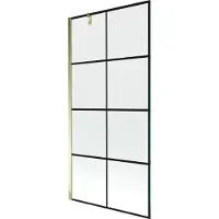 Mexen Next 1-delige douchewand 90 x 150 , zwart raster, goud - 895-090-000-00-77-50