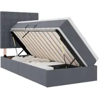 vidaXL Opslag bed met matras Donkergrijs 90 x 200 cm Fluweel