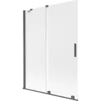 Mexen Velar badwand met 2 schuifdeuren 130 x 150 cm, matglas, geborsteld grijs - 896-130-000-31-66