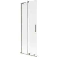 Mexen Velar L badwand-scherm 2-delig schuifbaar 75 x 150 cm, matglas, geborsteld nikkel - 896-075-003-31-97