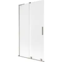 Mexen Velar L badwand 2-delige schuif 100 x 150 cm, rijp, geborsteld nikkel - 896-100-003-31-97