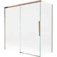 Mexen Rox badwand 2-delig schuifbaar 150 + 70 x 150 , transparant, roze goud - 8C9-150-070-60-00